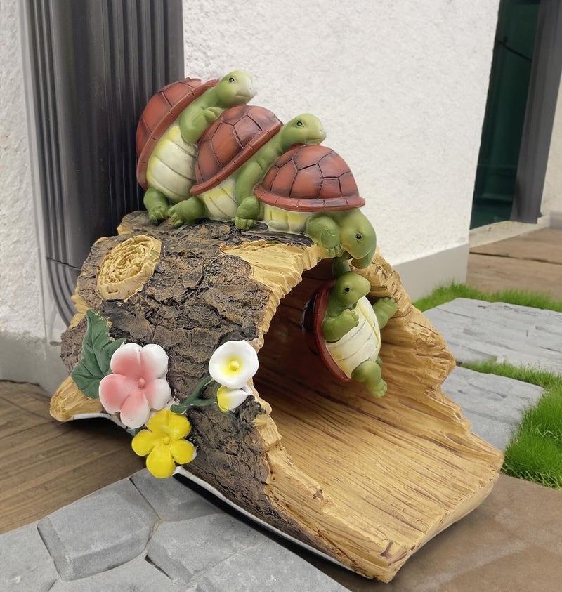 Euiroet Funny Turtle Gutter Downspout Extender Statue, Garden Ornament, Decorative Gutter Extension Downspout, Perfect Rain Diverter for 3"x4" Downspouts, Eco-Friendly Resin, Outdoor Decor Gift (8 In) - Image 5